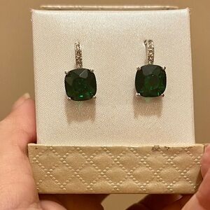 Emerald lever back earrings